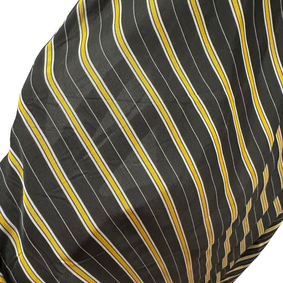 GANNI Striped Long Sleeve Wrap Maxi Dress Size EU 36/S/US 4 Black Gold - Picture 14 of 16